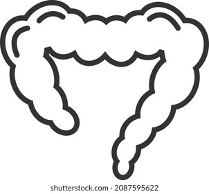 Intestine icon. Bowel symbol. Gut sign. Colon in line style