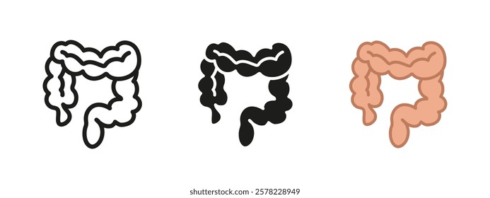 Intestine icon. Bowel symbol. Gut vector illustration. Colon sign. Human intestinal tract organ anatomy pictogram. Gastric abdominal intestines realistic concept. Stomach digestive tract silhouette.