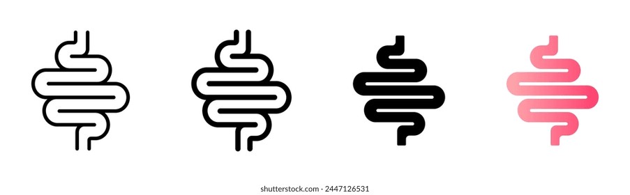 Icono intestinal. Símbolo intestinal. Anatomía humana, intestinos o Ilustración vectorial intestinal. Signo de digestión. Icono abdominal de vientre gástrico aislado.