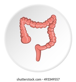 Intestine icon in cartoon style isolated on white circle background. Human organs symbol vector illustration