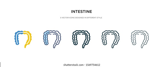 intestine icon in different style vector illustration. two colored and black intestine vector icons designed in filled, outline, line and stroke style can be used for web, mobile, ui
