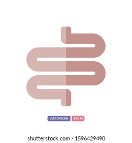 intestine icon in flat style. Vector logo design template. Modern design icon, symbol, logo and illustration. Vector graphics illustration and editable stroke. Isolated on white background.