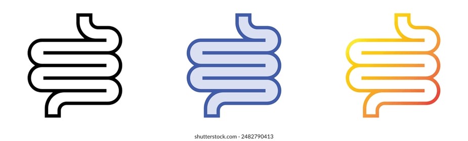 intestine icon. Linear, Blue Fill and Gradient Style Design Isolated On White Background