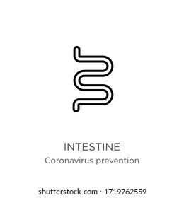 Intestine icon. Thin linear intestine outline icon isolated on white background from Coronavirus Prevention collection. Modern line vector sign, symbol, stroke for web and mobile