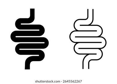 Vetor de ícone intestinal. Símbolo plano de ícone de vetor de colite. Colite Ícone intestinal vetor preto e branco. Ícone abdominal da barriga gástrica isolado. Sinal de digestão. Ilustração vetorial.