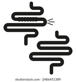 Intestine icon vector. Digestive system symbol. Black and white. Human anatomy.