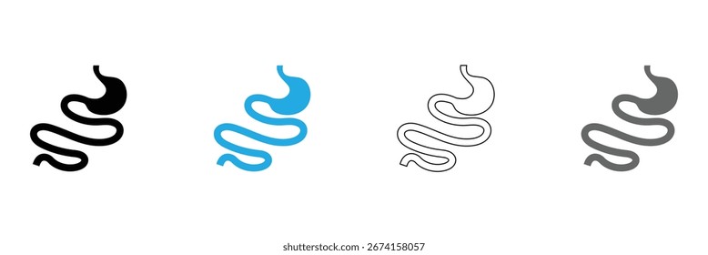 Vector de iconos de intestino en colores negro y azul. Ilustración vectorial EPS 10 .	