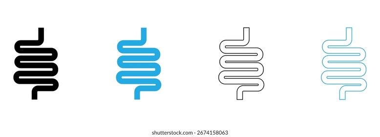 Vector de iconos de intestino en colores negro y azul. Ilustración vectorial EPS 10 .	