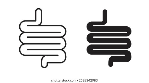 Iconos del intestino. Conjunto de Vector en estilo relleno y línea.