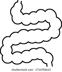 Intestine. Internal human organ. Long Gut. Line silhouette Digestive canal and system. Medical health. Cartoon flat illustration. Healthy bowel