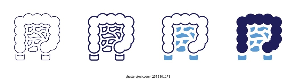 Intestine issues icon in 4 different styles. Thin Line, Line, Bold Line, Duotone. Duotone style. Editable stroke.