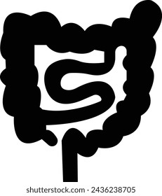 Intestine. linear icon. Line with editable stroke, digestion system symbol, stomach good intestine system vector symbol, isolated on transparent background, graphics, body organ Modern simple design.