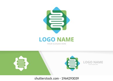 Intestine logo combination. Unique digestive system logotype design template.