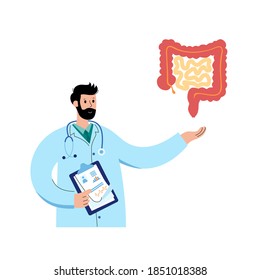 Intestine Logo For Gastrointestinal Clinic. Bowel, Appendix, Rectum And Colon Anatomy. Doctor Appointment And Consult. Human Internal Organ Transplantation And Donation Flat Vector Illustration..