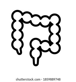 Intestine organ flat line vector icon for mobile application, button and website design. Illustration isolated on white background. EPS 10 design, logo, app, infographic, 