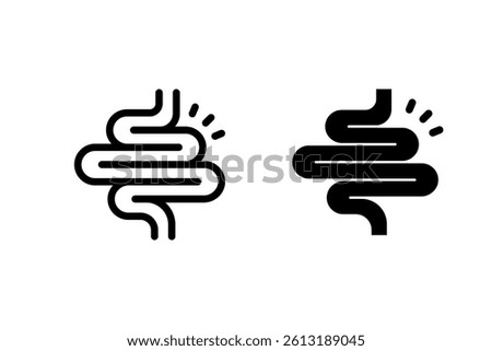 intestine with pain indicator. Represents digestive health, bowel issues, inflammation, and medical problems related to the gut