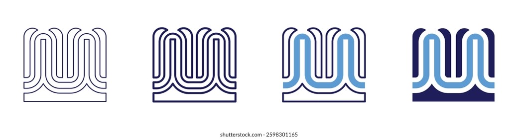 Intestine problems icon in 4 different styles. Thin Line, Line, Bold Line, Duotone. Duotone style. Editable stroke.