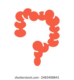 Intestine set icon. Large intestine, digestive system, colon, bowel, health, anatomy, medical illustration, digestion, red color.
