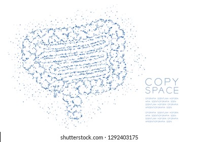 Intestine shape Abstract Geometric polygon square box and Triangle pattern, Medical Science Organ concept design blue color illustration isolated on white background with copy space, vector eps 10