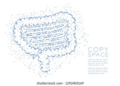 Intestine shape Abstract Geometric Square box pixel pattern, Medical Science Organ concept design blue color illustration isolated on white background with copy space, vector eps 10