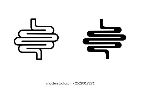 Icono de Vector intestinal en color blanco y negro.