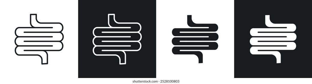 Icono de Vector intestinal en blanco y negro