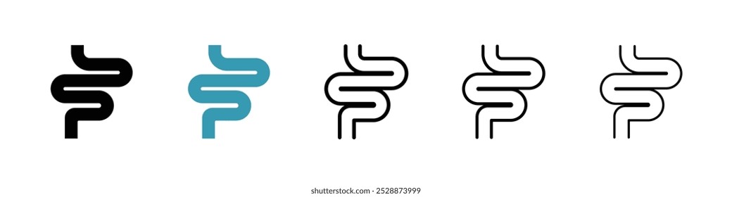 Icono de Vector intestinal en colores negro y azul.