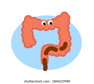 Intestines in the background. Cartoon. Vector illustration.