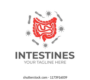 Intestines and bacteria, logo design. Health, medicine, hygiene and healthcare, vector design and illustration