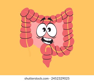 Intestines cute character digest organ mascot isolated set. Vector graphic design illustration