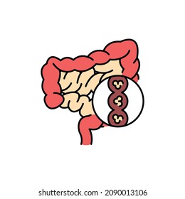 Intestines hurts color line icon. Human diseases. Pictogram for web page, mobile app, promo.