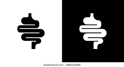 Icono de los intestinos. colección de estilo plano y de línea.