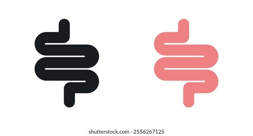 Intestines icon set in black and colored versions.