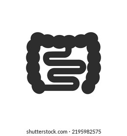 Intestines icon. Small intestine and large intestine. Monochrome black and white symbol