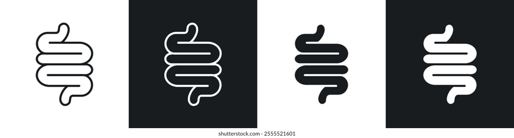 Intestines icon vector collection in black and white.