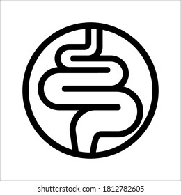 Vector de icono de intestinos, color del símbolo del sistema de digestión editable en fondo blanco