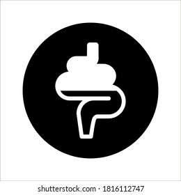 Intestines icon vector, digestion system symbol color editable on white background