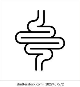 Vector de icono de intestinos, color del símbolo del sistema de digestión editable en fondo blanco