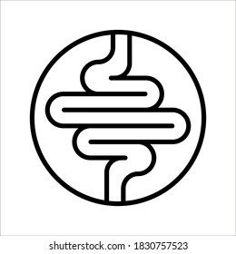 Intestines icon vector, digestion system symbol color editable on white background