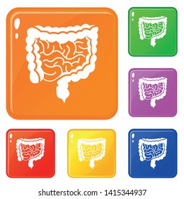 Intestines icons set collection vector 6 color isolated on white background