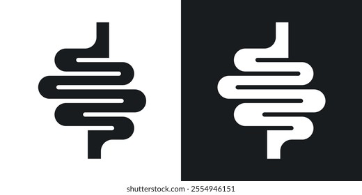 Intestines icons in solid black and white colors