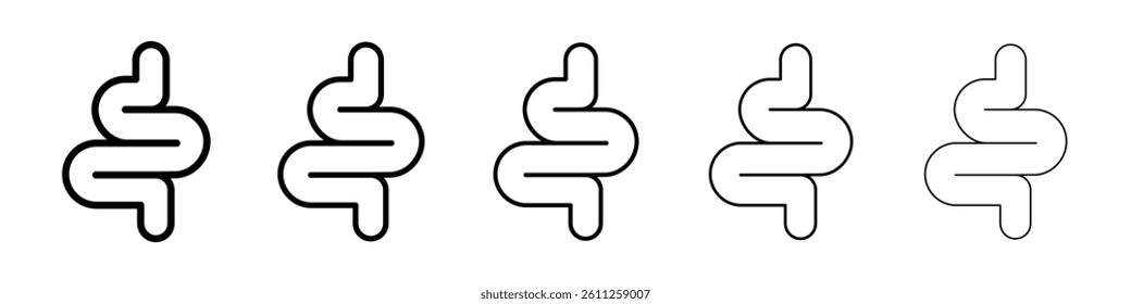 Intestines icons vector set in different stroke line style