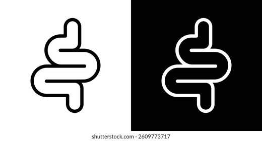 Intestines icons vector set in stroke line style