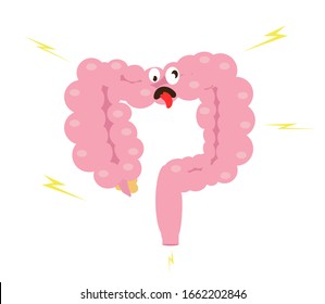 Intestines on a white background. Bloating. Vector illustration.