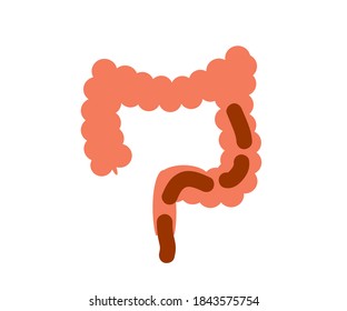 Intestines on a white background. Cartoon. Vector illustration.