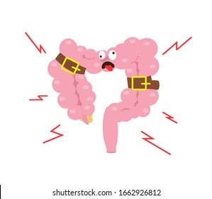 Intestines on a white background. Flatulence. Vector illustration.