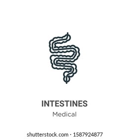 Intestines outline vector icon. Thin line black intestines icon, flat vector simple element illustration from editable medical concept isolated on white background