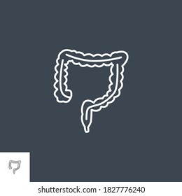 Intestines Related Vector Line Icon. Isolated on Black Background. Editable Stroke.