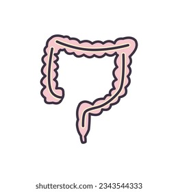 Intestines Related Vector Line Icon. Isolated on White Background. Editable Stroke