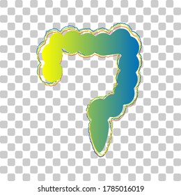 Intestines sign. Blue to green gradient Icon with Four Roughen Contours on stylish transparent Background. Illustration.